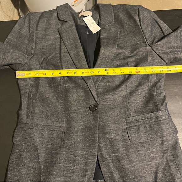Ann Taylor LOFT Chambray One Button Blazer Jacket Blue Linen Blend NWT Size 10 - Picture 9 of 14